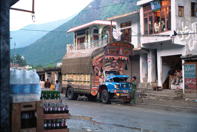 A decorated truck at Besham, Pakistan
