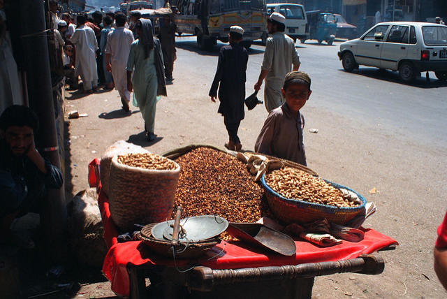 A Peshawari nut seller opposite Bala Hisar Fort.