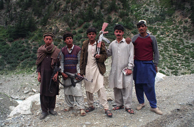 Armed tribesmen of Swat Kohistan, Kalam, Swat Valley.