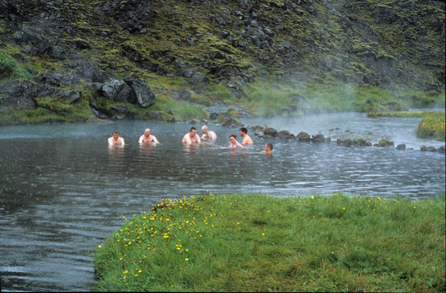 The geothermal pool at Landmannalaugar.
