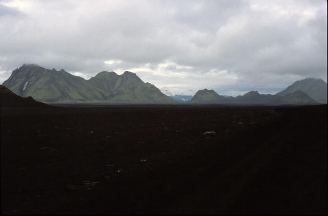 Crossing the black lava desert, Iceland.
