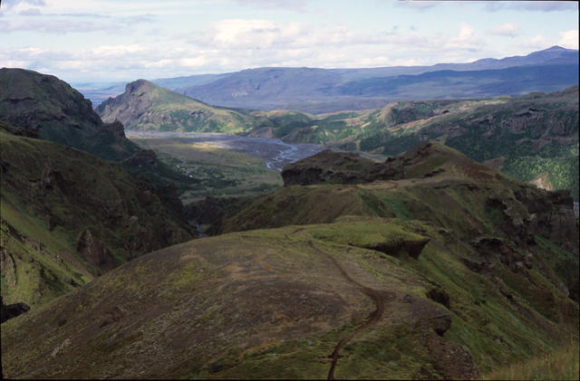 Looking back towards Thorsmork from Gothaland, Iceland.