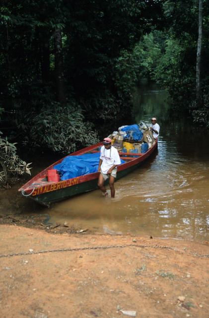 Our boat at Lamarim Creek, Brazil.