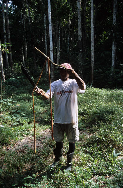 Pepe with the giant earthworm, Pico da Neblina trek, Brazil.