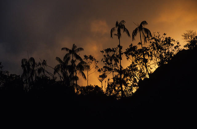 Sunset at Pico da Neblina base camp, Brazil.