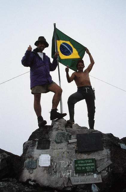Marcello and Valdir on the summit of Pico da Neblina, Brazil.